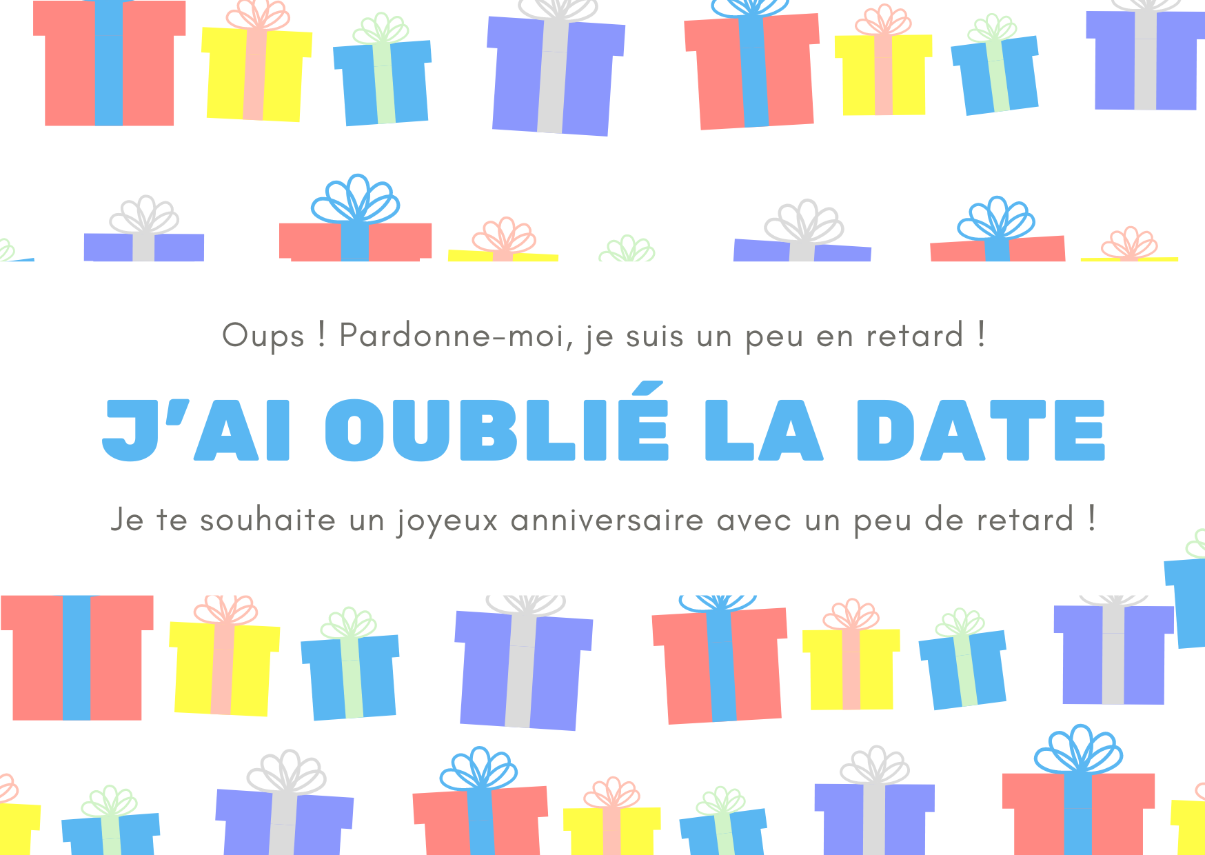 Joyeux Anniversaire Carte Oubli Date Parler Damour 